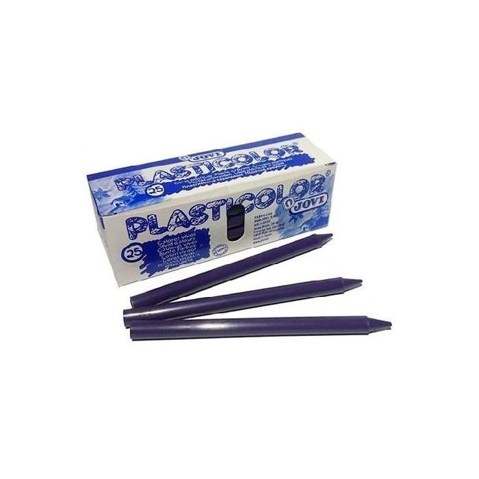 Jovi Ceras Plásticas Crayons Unicolor Violeta Caja 25 Unidades. Resistentes, No Manchan, Larga Duración, Colores Vivos y Brillantes para Estudiantes.