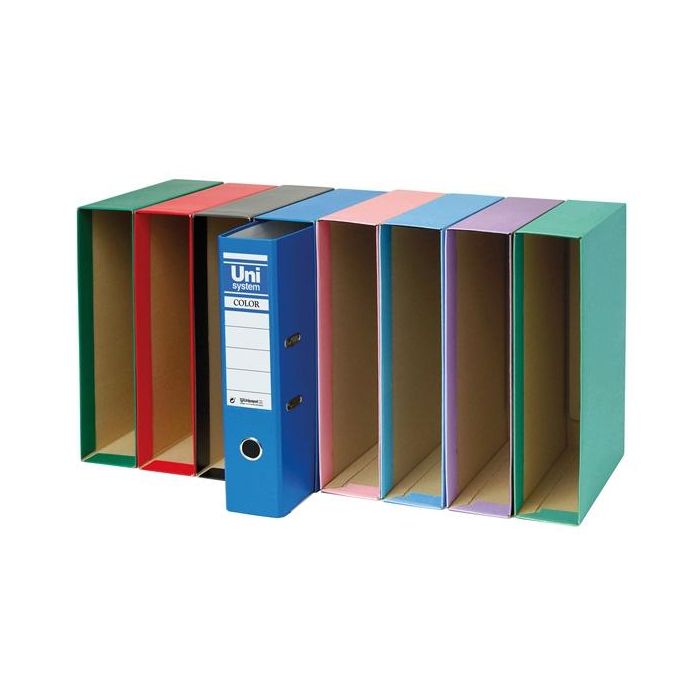 Unisystem Color cajetín para archivador palanca 65mm folio verde vital