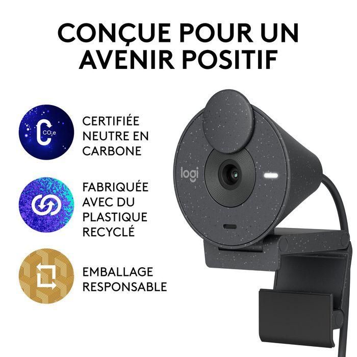 Logitech Brio 300 Webcam Full HD 1080p Foco Fijo con Micrófono Mono, Tapa de Privacidad USB-C y RightLight 2 Grafito 13 Logitech Brio 300 Webcam Full HD 1080p Foco Fijo con Micrófono Mono, Tapa de Privacidad USB-C y RightLight 2 Grafito 13