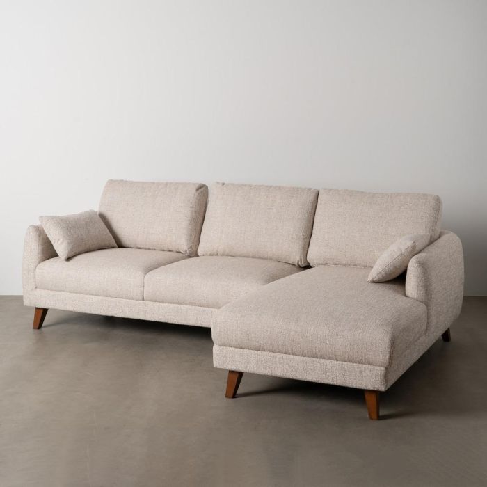 Sofá Chaise Longue Beige Tejido-Madera 240 X 155 X 86 cm