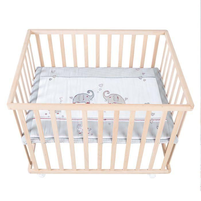 Parque para bebés con ruedas - ROBA - Jumbotwins - Altura ajustable - Tapete para parque incluido - Madera maciza natural - Patrón de elefante 3 Parque para bebés con ruedas - ROBA - Jumbotwins - Altura ajustable - Tapete para parque incluido - Madera maciza natural - Patrón de elefante 3