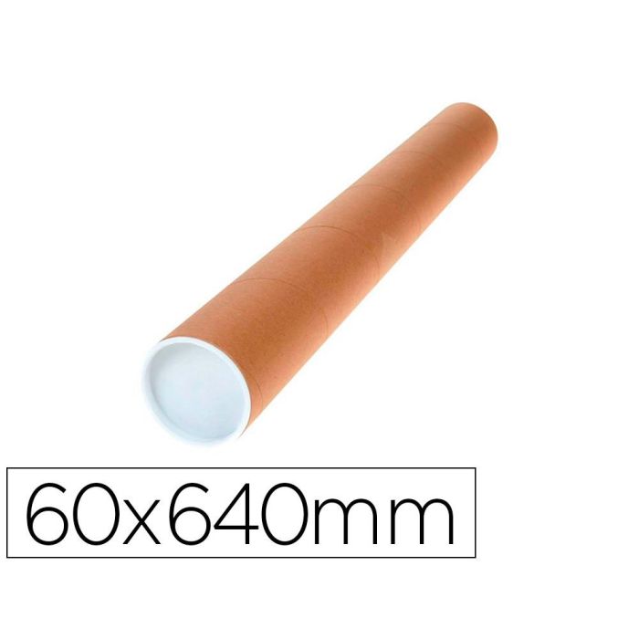 Tubo De Carton Q-Connect Portadocumentos Cartoncillo Encolado Reciclado 1,8 mm Con 2 Tapas De Plastico 60x640 mm