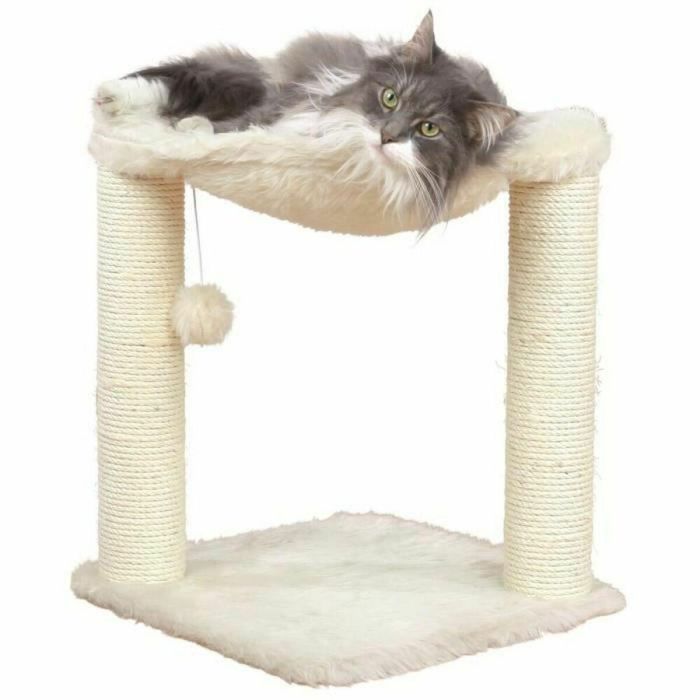 Trixie Baza Árbol Rascador Gato 50 cm de Altura con Poste de Sisal Natural, Felpa de Pelo Largo y Juguete Colgante - Color Crema 4 Trixie Baza Árbol Rascador Gato 50 cm de Altura con Poste de Sisal Natural, Felpa de Pelo Largo y Juguete Colgante - Color Crema 4