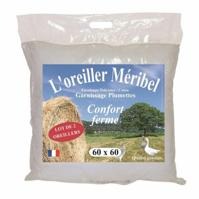 DODO Set de 2 Almohadas MERIBEL 60x60cm, Relleno 100% Plumettes, Funda Algodón/Poliéster