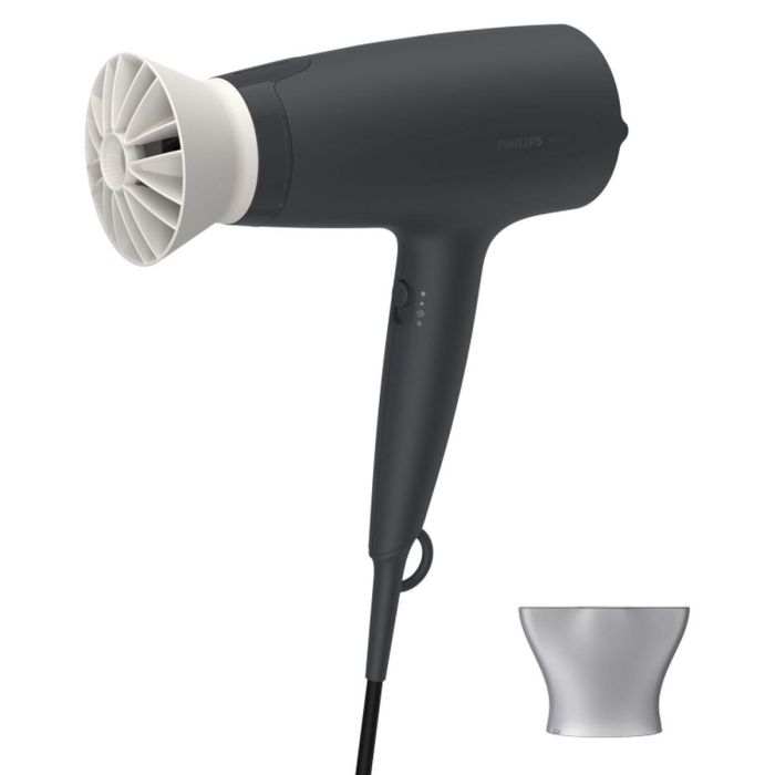 Philips BHD302/10 Secador de Pelo Serie 3000 de 1600W, Tecnología ThermoProtect, 3 Temperaturas, Aire Frío y Boquilla Concentradora, Negro