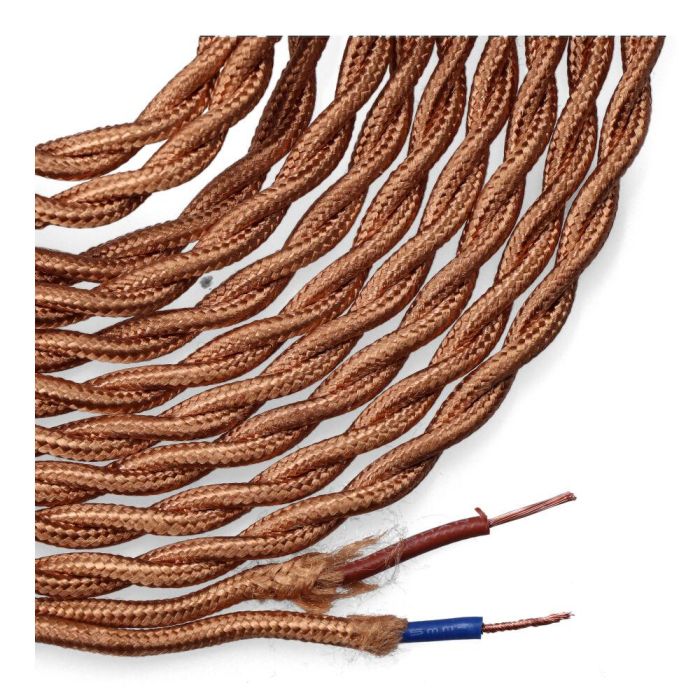 Edm Carrete cable textil trenzado H03VV-F 2 x 0,75 mm² oro oscuro, 5 m 1