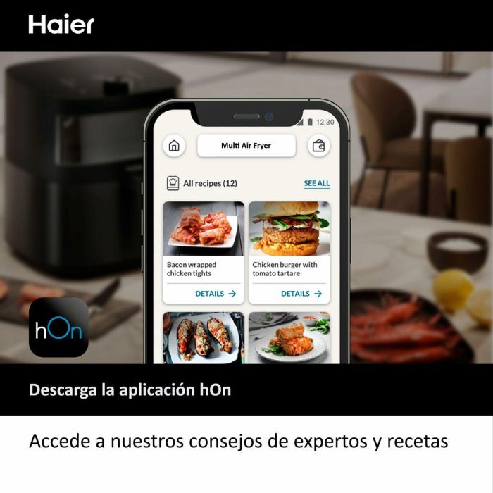 Haier HAF5TWA 011 6,5 L Independiente 2000 W Freidora de aire caliente Negro 26