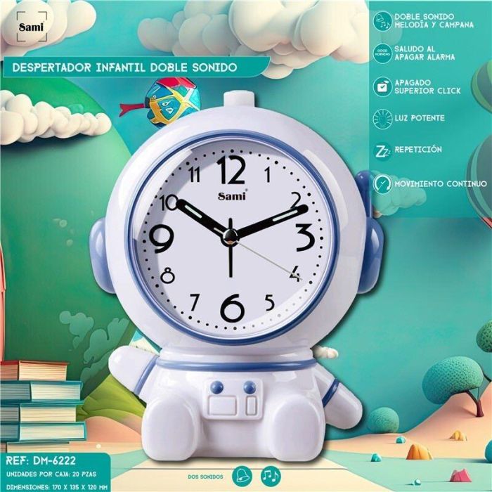 SAMI Despertador Infantil Astronauta con Melodías, Despertador Sami Astronauta Niño
