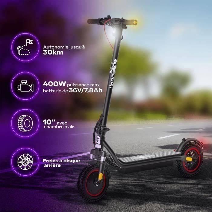 Patinete eléctrico - URBANGLIDE - 100 PLUS - 10 - 36V - 350W - Autonomía 30KM - Freno de disco, intermitentes y luz de freno 3 Patinete eléctrico - URBANGLIDE - 100 PLUS - 10 - 36V - 350W - Autonomía 30KM - Freno de disco, intermitentes y luz de freno 3