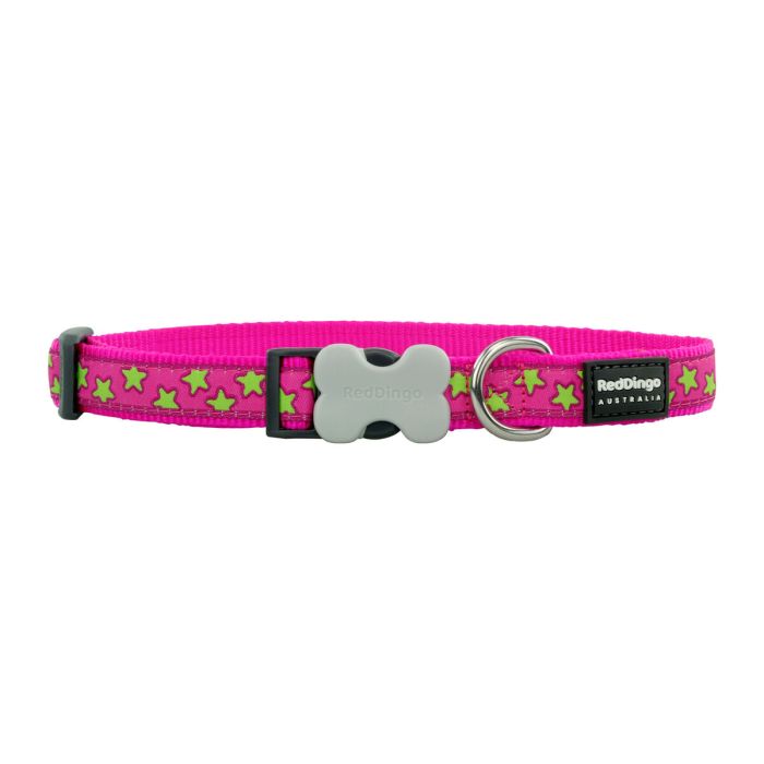 Collar para Perro Red Dingo STYLE STARS LIME ON HOT PINK 15 mm x 24-36 cm 2