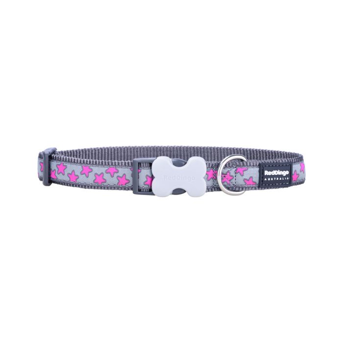 Collar para Perro Red Dingo STYLE HOT PINK ON COOL GREY 15 mm x 24-36 cm Gris 1