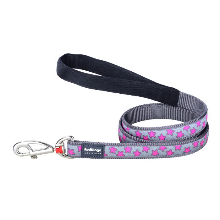 Correa para Perro Red Dingo STYLE HOT PINK ON COOL GREY 15mm x 120 cm