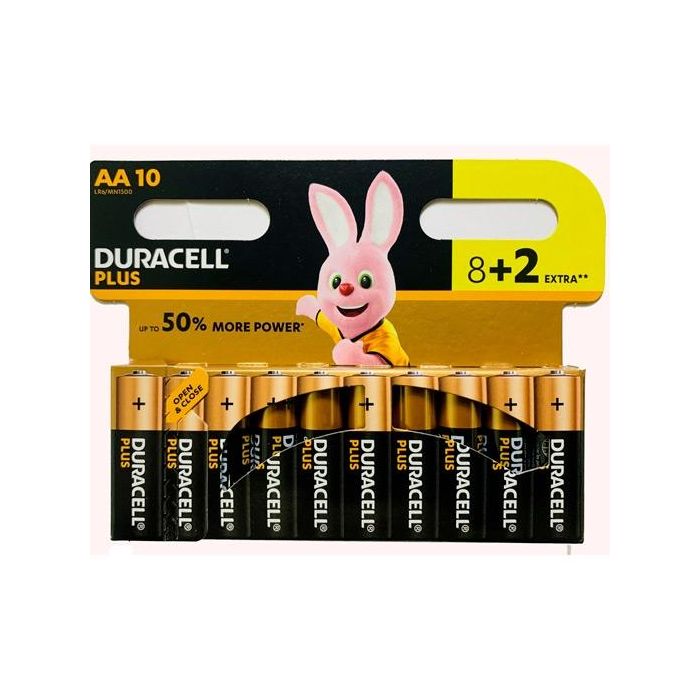 Duracell Pilas alcalinas plus lr06 aa 1,5v -pack 8+2-