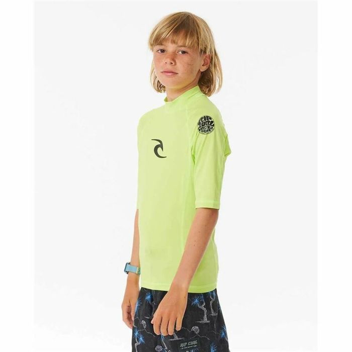 Camiseta de Manga Corta Infantil Rip Curl Wave Upf Verde limón 3