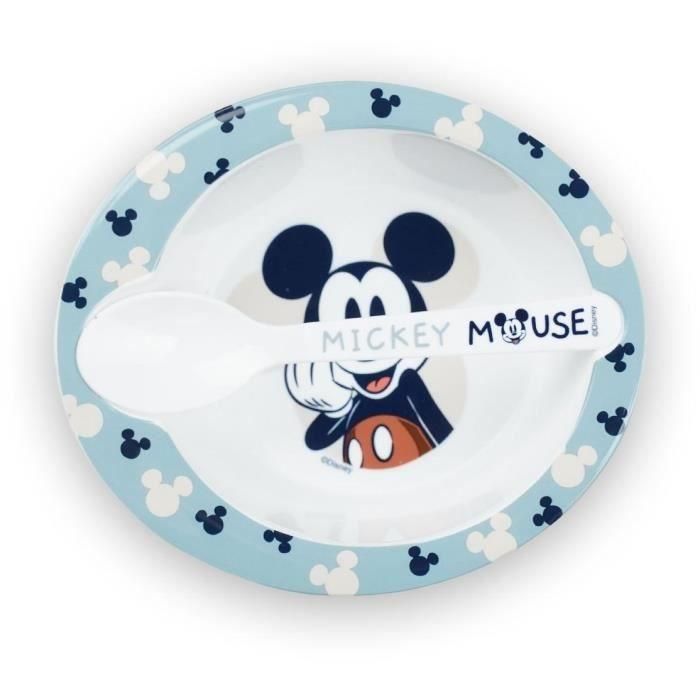 Thermobaby THE3023190132785 Set de Alimentación Infantil Mickey Primera Edad: Mordisqueador, Bol, Vaso con Asa, 2 Cucharas 2