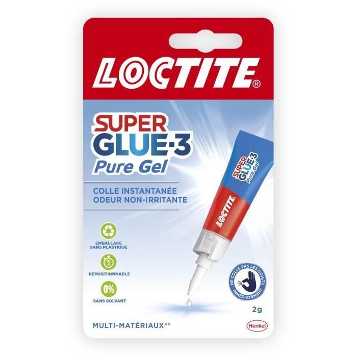 Pegamento de cianocrilato - LOCTITE - SUPERGLUE-3P - Gel Puro - Tubo 2g