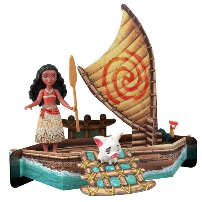 Mattel Hpg71 Mini Libro de Cuentos Disney Vaiana Pack de 6 Personajes: Muñeca Vaiana, Maui, Abuela Tala, Jefe Tui, Pua y Heihei 4