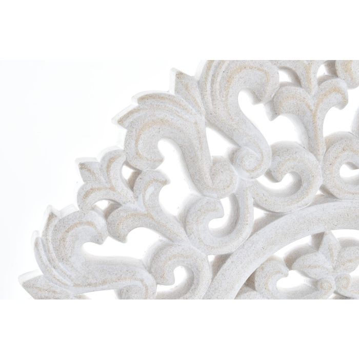 DKD Home Decor Decoración de Pared Indio Blanco 30 x 30 x 1.5 cm (4 Unidades) Estilo Étnico Tallado Madera 1