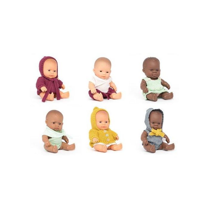 Juego Educat.Miniland Set 6 Muñecos 21Cm Con Ropa (3-6 Años)