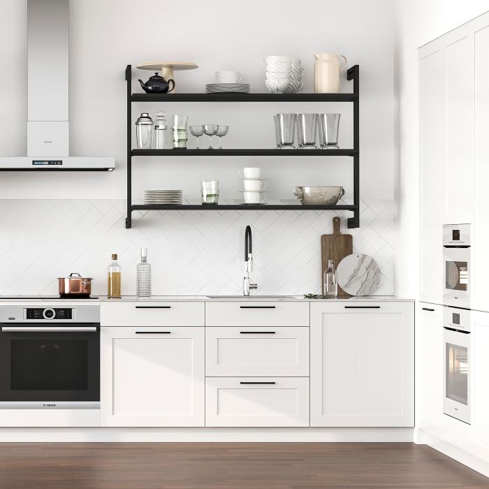 Emuca Kit de estructura modular Zero con herrajes para el montaje de fijación a pared, Aluminio y Zamak, Pintado negro texturizado 2 Emuca Kit de estructura modular Zero con herrajes para el montaje de fijación a pared, Aluminio y Zamak, Pintado negro texturizado 2