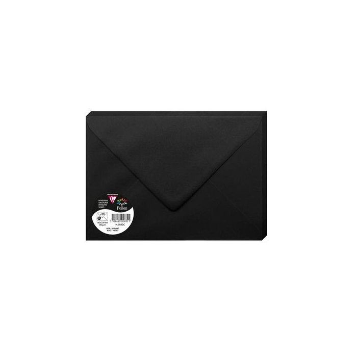 Sobre Clairefontaine Pollen 162X229 120G Negro Paquete De 20