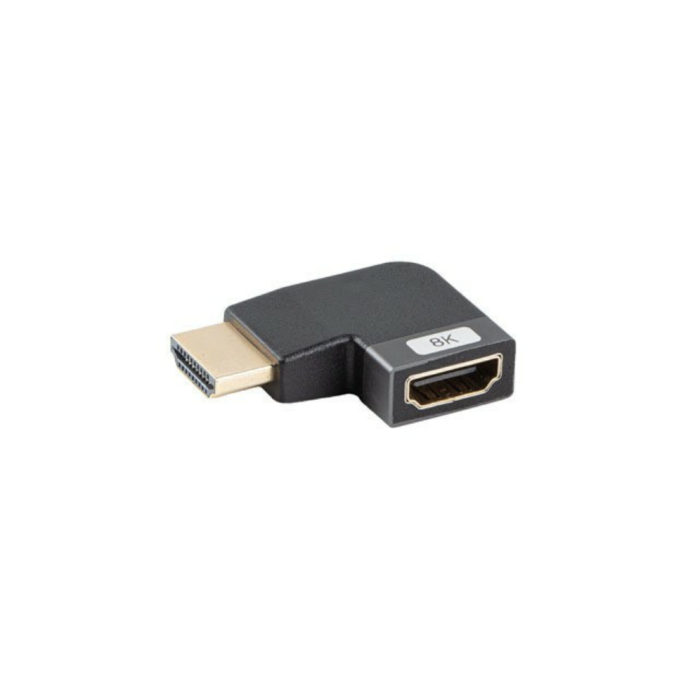 Lanberg Adaptador HDMI Macho - Hembra Angular 8K HDMI 2.1 Chapado en Oro para Transmisión de Señal y Alta Resolución HDR