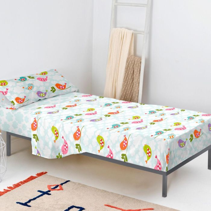 Juego de Sábanas HappyFriday Mr Fox Little Birds Multicolor Cama de 105 2 Piezas 4