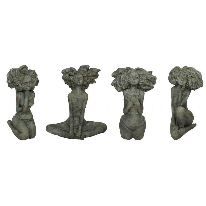DKD Home Decor Figura Decorativa Urban: Chica de Cemento Gris para Hogar, 9x25x20 cm. Pack de 4 Unidades Surtidas