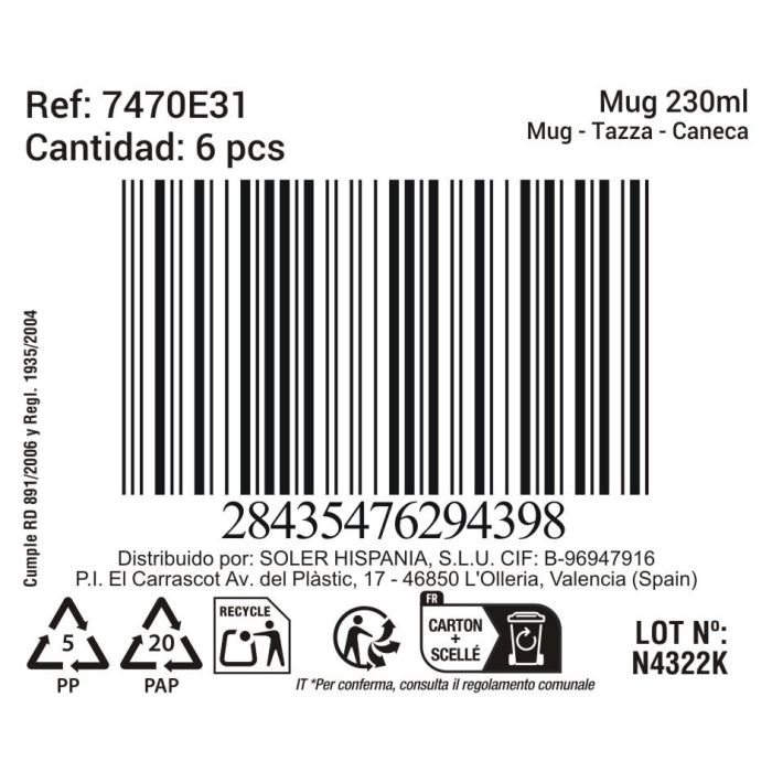 La Mediterranea Mug 230 ml "Black Clay" Md (36 Unidades)