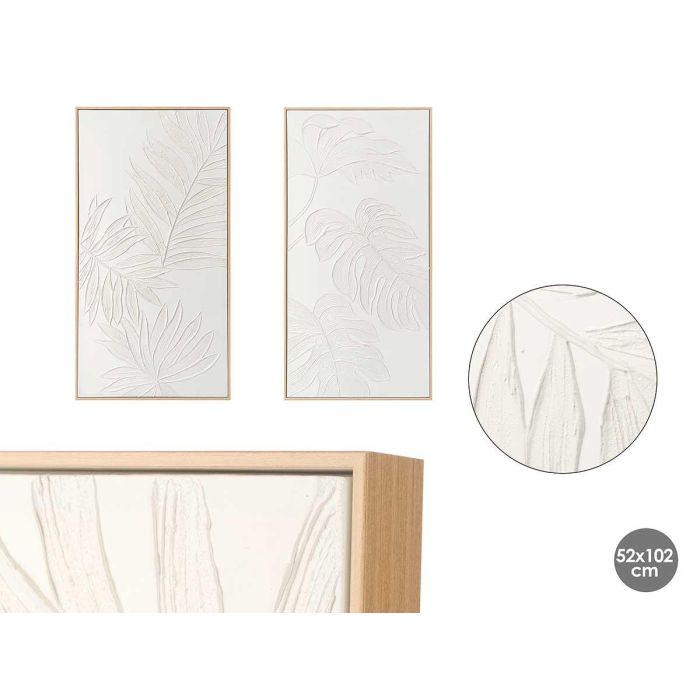 Cuadro Lienzo Marco Natural Hoja Surtidos 52x102 cm - Giftdecor (4 Unidades) Cuadro Lienzo Marco Natural Hoja Surtidos 52x102 cm - Giftdecor (4 Unidades)