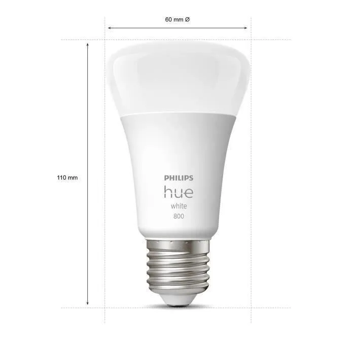 Philips Hue Bombillas LED Inteligentes White E27 - Paquete de 2 Compatibles con Bluetooth