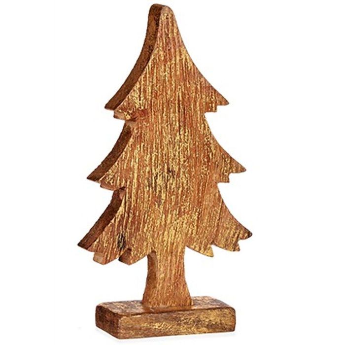 Figura Decorativa Árbol de Navidad Dorado Madera 5 x 31 x 15,5 cm (6 Unidades) 1