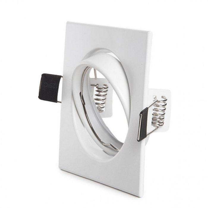 Aro Foco Downlight Basculante Cuadrado Aluminio Blanco 83/83Mm
