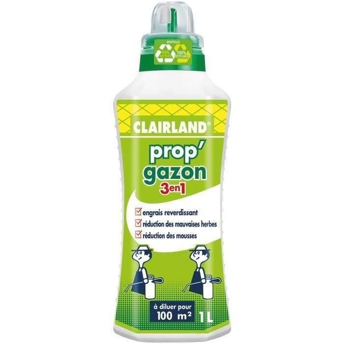 Clairland Prop'Gazon Fertilizante Líquido Concentrado 3 en 1 para Césped - Revitaliza, Reduce Malas Hierbas y Limita Musgo - 1 L Clairland Prop'Gazon Fertilizante Líquido Concentrado 3 en 1 para Césped - Revitaliza, Reduce Malas Hierbas y Limita Musgo - 1 L