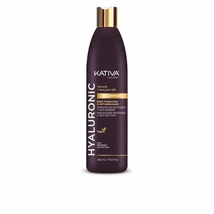 Kativa Champú Hyaluronic Keratina Q10 550ml - Hidratación Profunda, Fortalece y Antioxidante