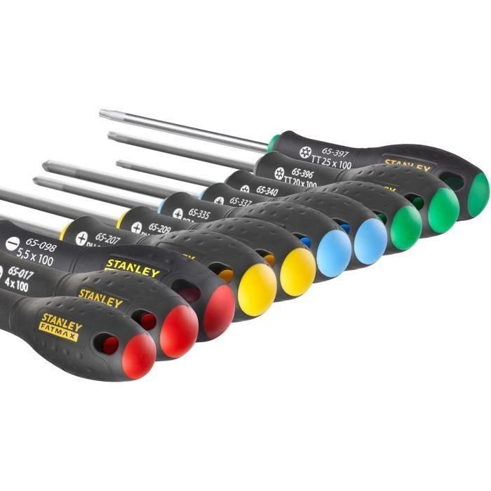 Juego de 10 Destornilladores - STANLEY FATMAX - FMHT0-62128 - Electricista + Mecánico + Phillips + Pozidriv 2 Juego de 10 Destornilladores - STANLEY FATMAX - FMHT0-62128 - Electricista + Mecánico + Phillips + Pozidriv 2