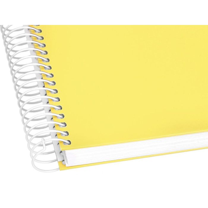 Cuaderno Espiral Liderpapel A5 Micro Crafty Tapa Forrada 120H 90 gr Cuadro 5 mm 5 Bandas6 Taladros Color Amarillo 1