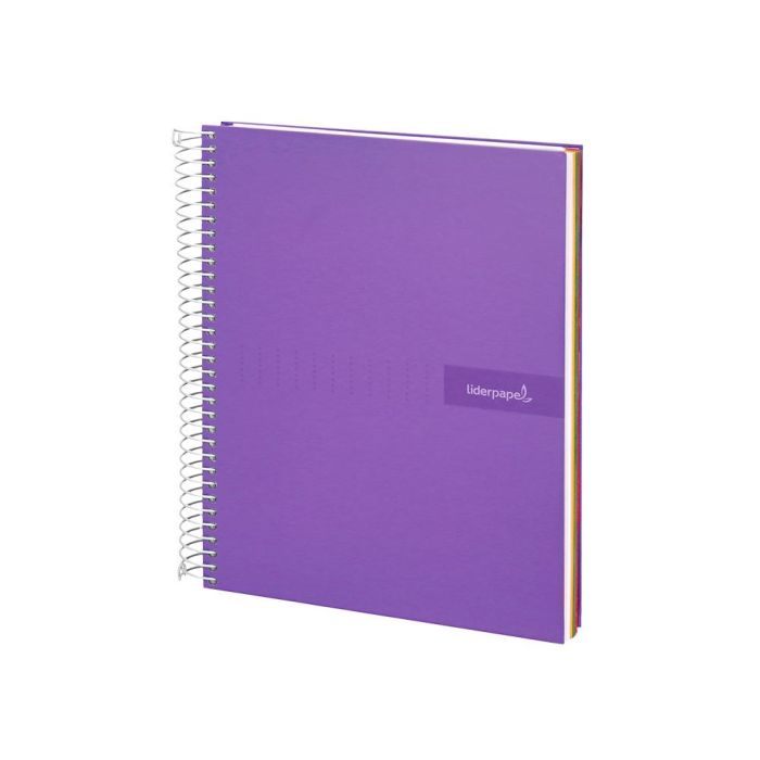 Cuaderno Espiral Liderpapel A5 Micro Crafty Tapa Forrada 120H 90 gr Cuadro 5 mm 5 Bandas6 Taladros Color Violeta 1