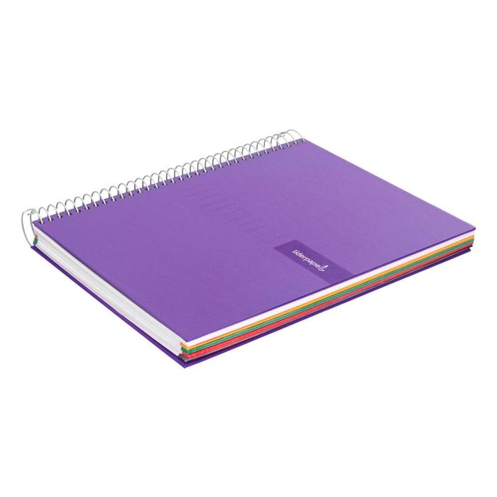 Cuaderno Espiral Liderpapel A5 Micro Crafty Tapa Forrada 120H 90 gr Cuadro 5 mm 5 Bandas6 Taladros Color Violeta 2