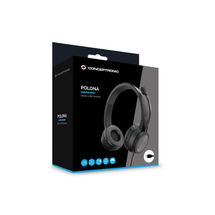 Conceptronic POLONA05B Auriculares USB Negro con Micrófono de Reducción de Ruido 6 Conceptronic POLONA05B Auriculares USB Negro con Micrófono de Reducción de Ruido 6