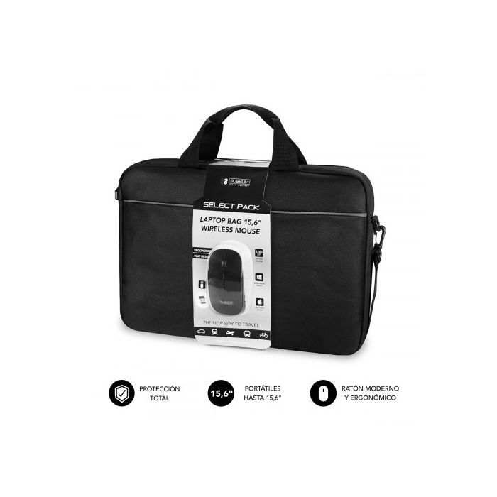 Maletín para Portátil Subblim Maletín con Ratón Select Pack Wireless Mouse USB + Laptop bag 15,6" 3