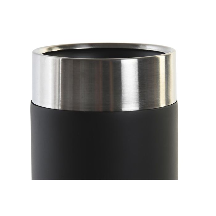 DKD Home Decor Vaso de Diseño Loft Negro Plateado, para Decoración del Hogar, Resina y Acero Inoxidable, Medidas 7x7x10.5 cm 1