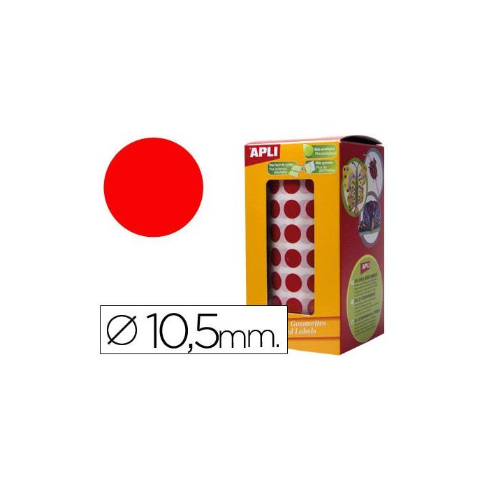 Apli Gomets Redondos 10,5 mm Rollo Rojo -Rollo 5192 Unidades-