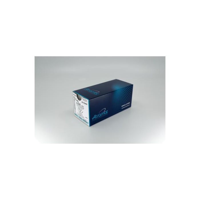 Atramat Sutura Polipropileno Monofilamento no Absorbible, Aguja Triangular 3/8 24mm, Calibre 2-0, 75 cm - 12 Unidades Atramat Sutura Polipropileno Monofilamento no Absorbible, Aguja Triangular 3/8 24mm, Calibre 2-0, 75 cm - 12 Unidades