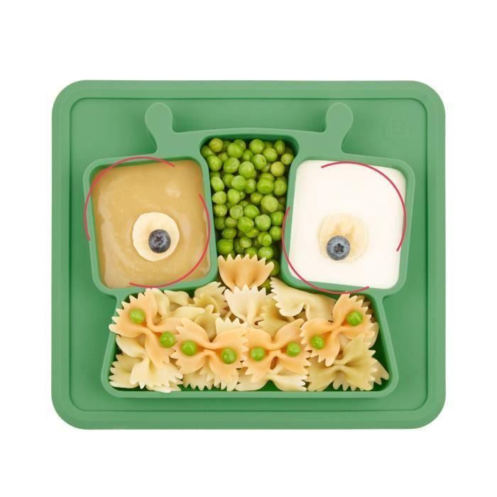 Badabulle Plato dividido antideslizante de silicona con 3 compartimentos flexible, resistente, irrompible, apto microondas y lavavajillas para bebés 4m+ 2 Badabulle Plato dividido antideslizante de silicona con 3 compartimentos flexible, resistente, irrompible, apto microondas y lavavajillas para bebés 4m+ 2