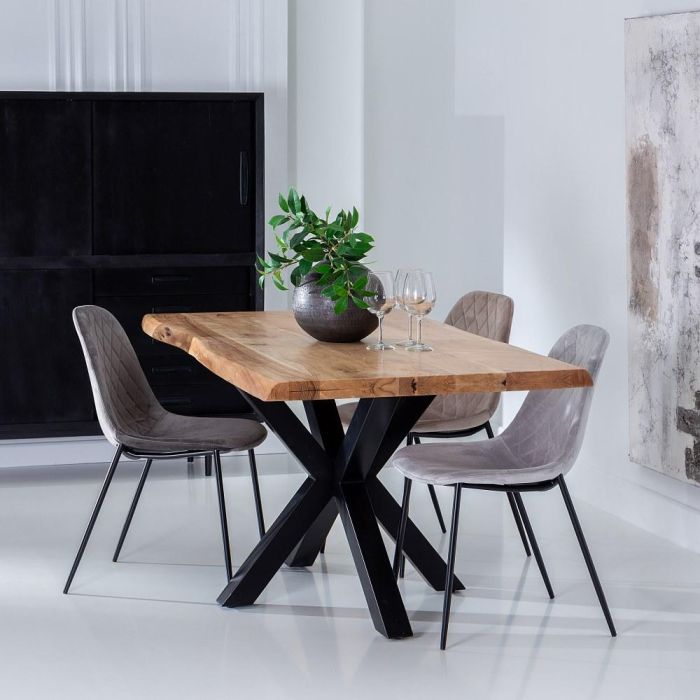 Mesa Comedor Natural-Negro 160 X 90 X 76 cm