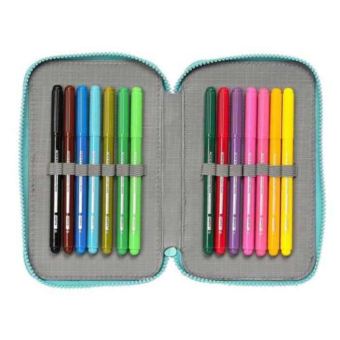 Plumier Doble Baby Shark Surfing Azul Blanco 12.5 x 19.5 x 4 cm (28 piezas) 3