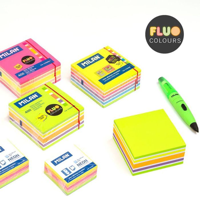 Bloc 400 notas adhesivas colores fluo 76x76mm milan 1 Bloc 400 notas adhesivas colores fluo 76x76mm milan 1
