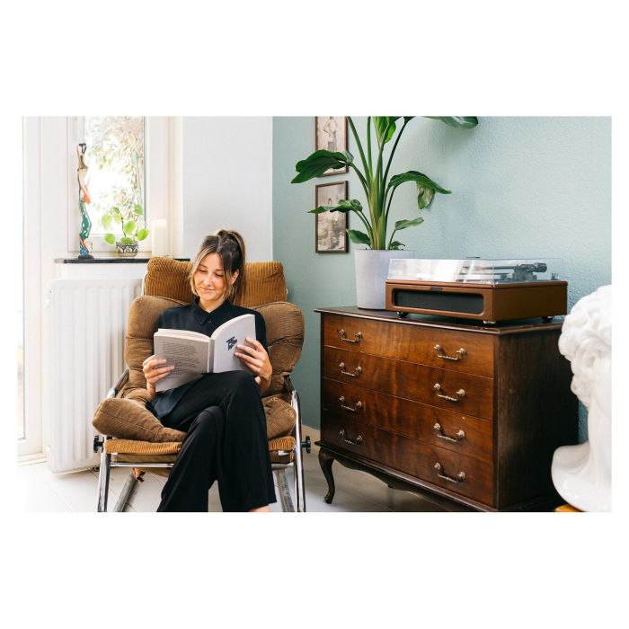 Lenco LS-430BN Tocadiscos de tracción por correa con Bluetooth, 4 altavoces integrados, 33/45 RPM, color marrón 13