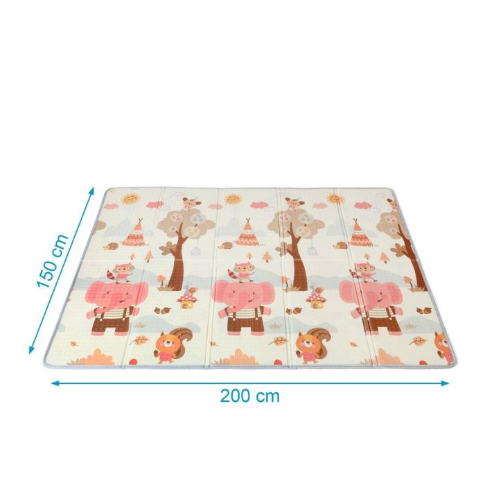 KioKids Tapete de Juego Plegable Bosque Otoñal Reversible Impermeable para Bebés 150 x 200 cm 2